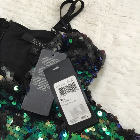 Guess peplum sequin shirt size XXS NWT $69 - Picture 4 of 9